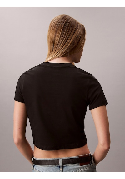 Calvin Klein Kısa Kollu Logolu Kısa Kadın Siyah T-shirt Lv047ab213-ub1 Siyah