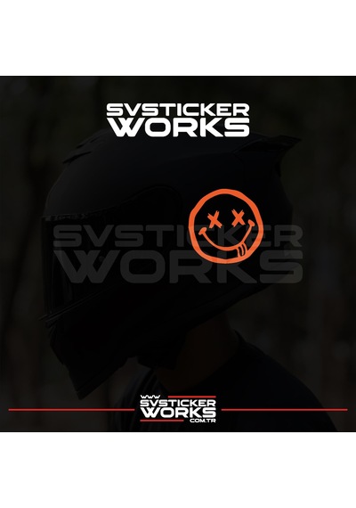 Smile Yazılı Kask Sticker Tüm Kasklar Uyumlu Tek Yön 1 Adet Turuncu