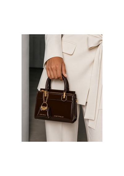 Just Polo İthal Premium Rugan Kadın Çantası Ebat Boy: 14 Cm En : 20 Cm Kahverengi