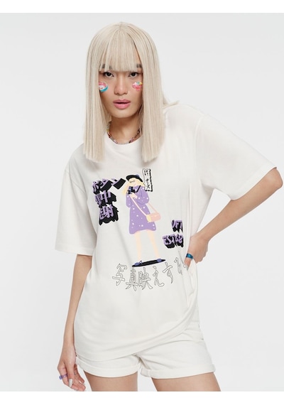 LOFT Loose Fit Kadın Tshirt K.kol Lf2035001 Q1.v1 Beyaz
