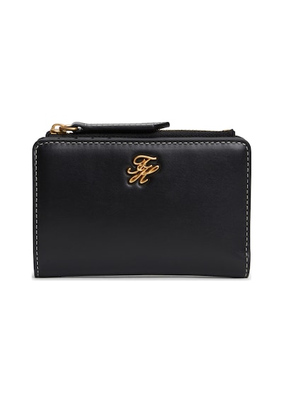 Th Script Leather Bi Kadın Cüzdan Siyah