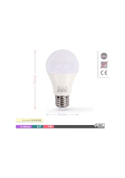 Ack 9w Led Ampul 4000k Günışığı E27 10'lu Eko Paket