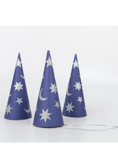 Meri Meri - Wizard Party Hats & Wands - Sihirbaz Parti Şapkaları & Sihirli Değnekler 6lı 3+ Yaş