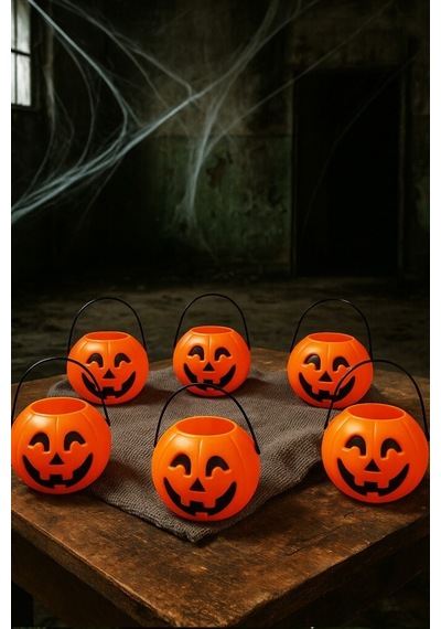 Beysüs Cadılar Bayramı Halloween Balkabağı Mini Şeker Kovası 6 Lı Tüm Yaşlar