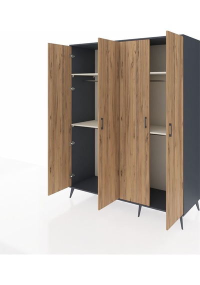 Kronos Gardrop 4 Raflı 4 Kapaklı 4 Askılı 176x59x221 Antrasit-çam/aytaşı Beyaz Kronos Gardrop 4 Raflı 4 Kapaklı 4 Askılı 176x59x221 Antrasit-çam/aytaşı Beyaz