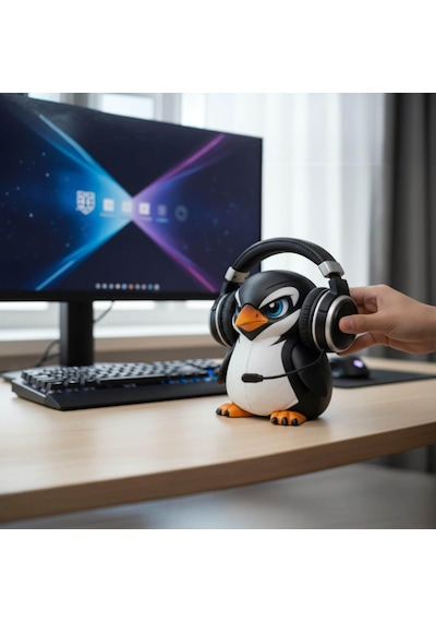 Happy3dworld Penguen Figürlü Kulaklık Standı, 3d Baskı Gaming Masaüstü Dekor