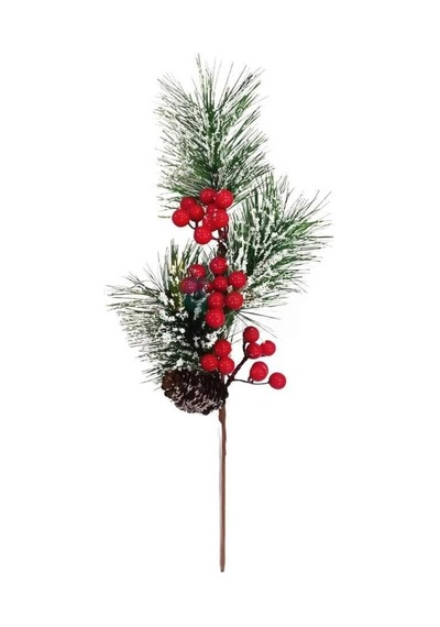 45 Cm Berry Demeti Kozalaklı Karlı Yılbaşı Çam Dalı Dekoratif Dal