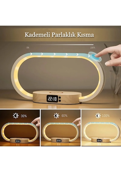 Dailytech Ahşap Kablosuz Şarj Paneli Led Işıkılı