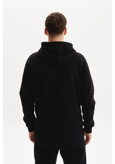 AR-MA Arma Erkek Regular Fit Kapüşonlu Fermuarlı Kanguru Cepli Sweatshirt Pamuk Polyester Karışım K30254628602 Siyah