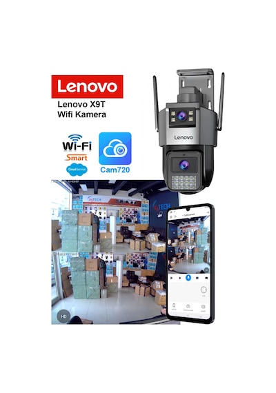 Lenovo X9t Smart 4k Wifi Akıllı Güvenlik Kamerası Gece Görüşlü Kablosuz Ip 2 Kamera 3+3mp