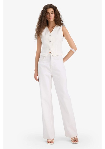 Defacto Jean Blazer Yelek F5899ax25hswt1 Beyaz