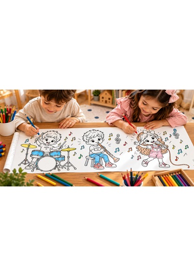 Haydi Dekor Haydi Dekor Müzik Aletlerini Boyuyorum Boyama Rulosu 30 Cm X 4 Metre Haydi & Dekor Eğitici Müzik Aletleri Boyama