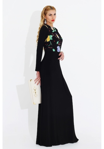 Nidya Moda Büyük Beden Elbise-4046S Siyah