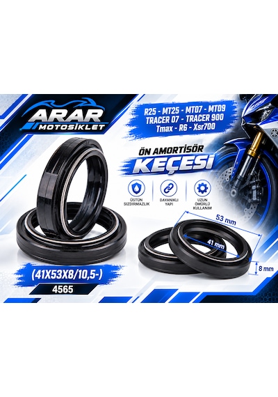 R25-mt25-mt07-mt09-tracer 07-tracer 900-tmax-r6-xsr700 Ön Amortisör Keçesi 41x53x8/10,5- 4565 Takım
