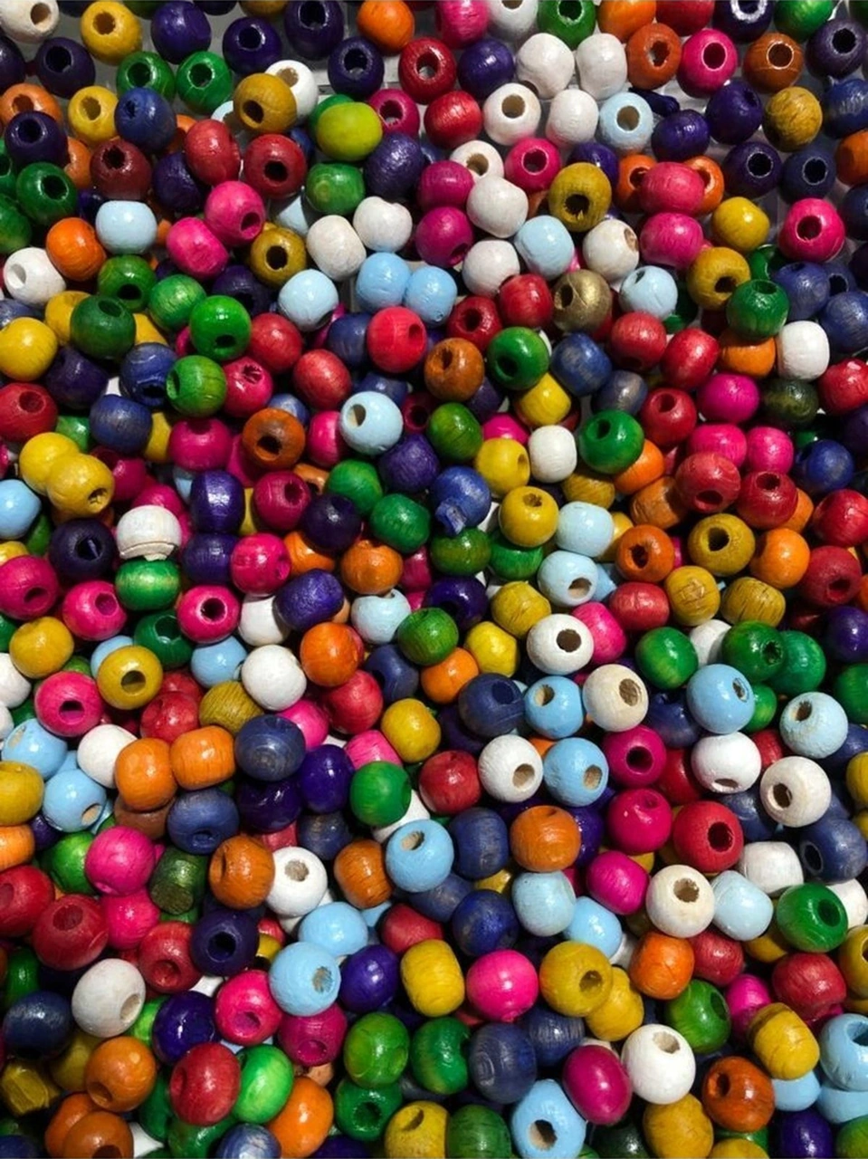 10 Mm Karışık Renkli Ahşap Boncuk - 50 Gram