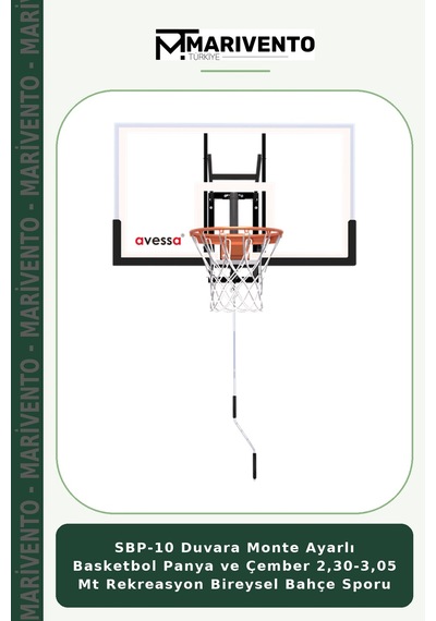 Sbp-10 Duvara Monte Ayarlı Basketbol Panya Ve Çember 2,30-3,05 Mt Rekreasyon Bireysel Bahçe Sporu