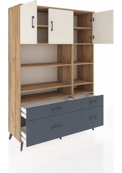 Hyperion Dolap 10 Raflı 4 Çekmeceli 3 Kapaklı 132x44x195 Çam-aytaşı/antrasit Aytası/antrasıt Hyperion Dolap 10 Raflı 4 Çekmeceli 3 Kapaklı 132x44x195 Çam-aytaşı/antrasit Aytası/antrasıt