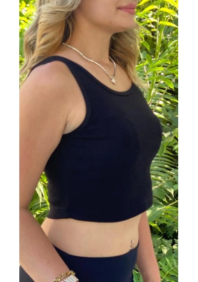 Afri Kadın Siyah Basic Ribana Atlet Crop Likralı Spor Üst Siyah