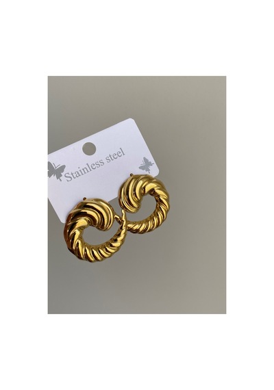 Çelik Gold Vintage Model Comma Küpe -kararma Yapmaz- Altın