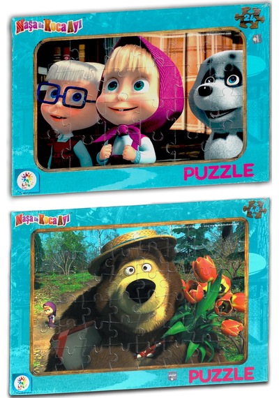 Maşa Ile Koca Ayı 2'Li Frame Puzzle/Yapboz (24+48 Parça)