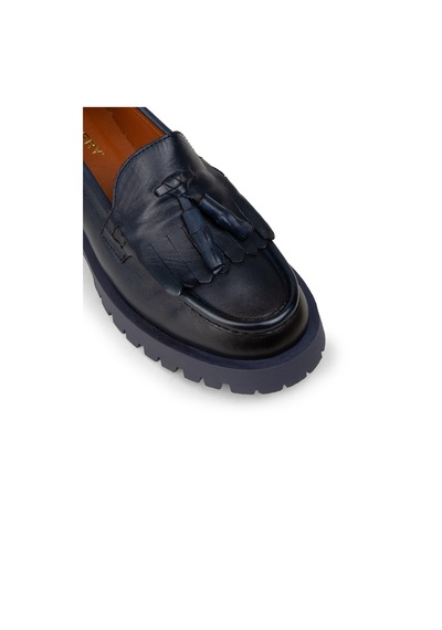 Deery Kadın Hakiki Deri Lacivert Püsküllü Loafer - 02033zlcvc02