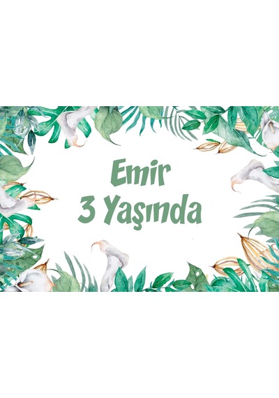 Bitkiler Temalı Doğum Günü Afişi -3 70x100 Cm