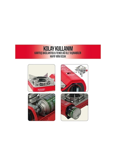 Orcamp Tekli Çantalı Mini Portatif Ocak Kırmızı Ck-506 Kırmızı