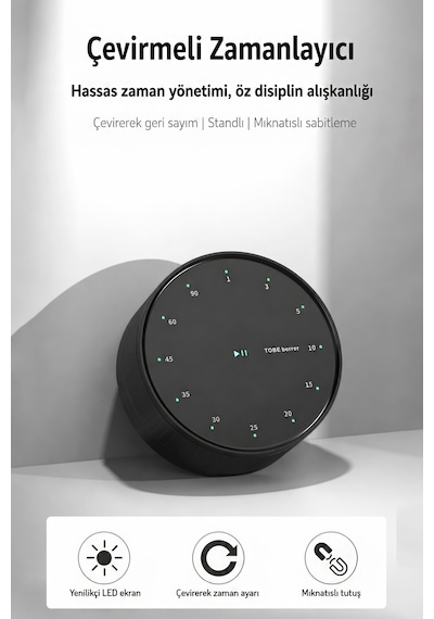 Siyah Led Göstergeli Mekanik Mutfak Manyetik Ve Ayaklı Zamanlayıcı Timer Thr396sy