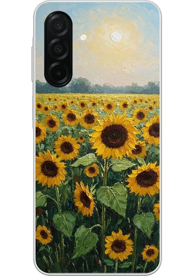 Samsung Galaxy A26 Uyumlu Ay Çiçeği Sulu Boya Baskılı Silikon Kılıf Renkli