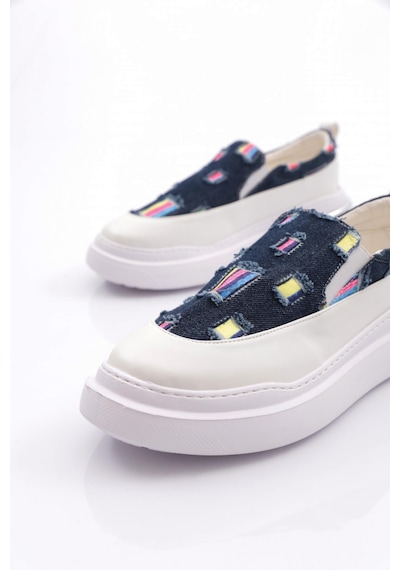 Dgn 057 Kadın Lastikli Sneaker Ayakkabi Mavi Kot