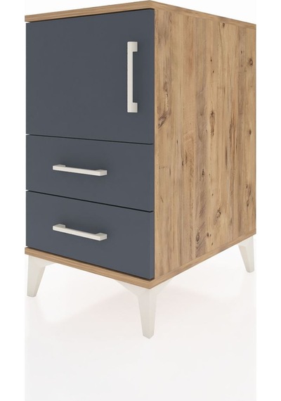 Kronos Komodin 2 Raflı 2 Çekmeceli Tek Kapaklı 44x59x80 Çam-a... Çam