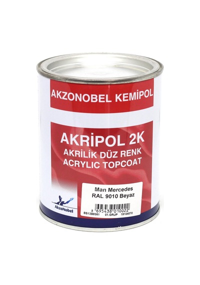 Akzonobel Akripol 2k Düz Renk-ral 9010 Beyaz- 1 Lt.