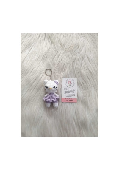 Amigurumi Organik Örgü Oyuncak Anahtarlık Mor