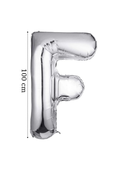 Folyo Balon F Harfi Helyum Balon 100 Cm Gümüş Renk - F Harf Balon - Harf Folyo Silver Balon Çok Renkli