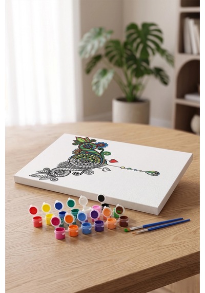 Bohem Desenli Mandala Tuval Boyama Seti 40x50 Cm