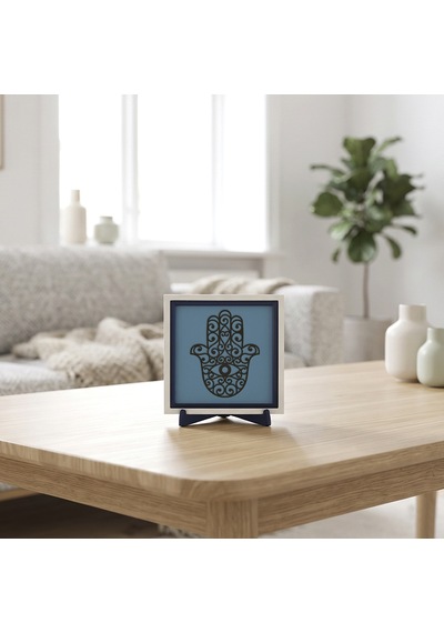 Mistik Hamsa Silüetli Dekoratif Parça, Çalışma Masanız İçin Modern Aksesuar 10x10 Cm