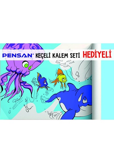 30x120 Boyama Rulosu Yaman Sualtı Macerası + Pensan 12'li Keçeli