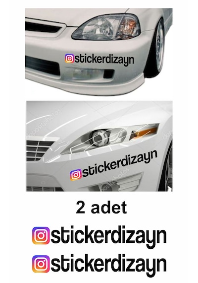 Kişiye Özel İnstagram Sticker 2 Adet - Sosyal Medya İnstagram Sticker - Araba Oto Araç Motosiklet Karavan Cam Sticker - 00926 60 Cm