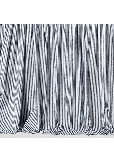 Ticking Çizgili Yatak Örtüsü Lacivert Vintage Şık Çiftlik Evi Tarzı Hafif 3 Parça Set King, Polyester Çok Renkli
