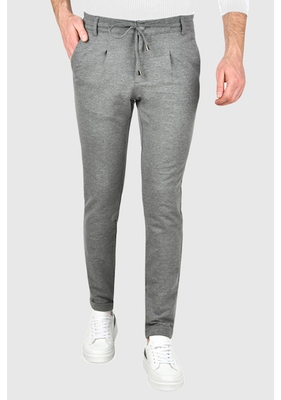 Deepsea Erkek Gri Beli Lastikli Slim Fit Likralı Duble Paça Penye Spor Pantolon 2502385 Gri