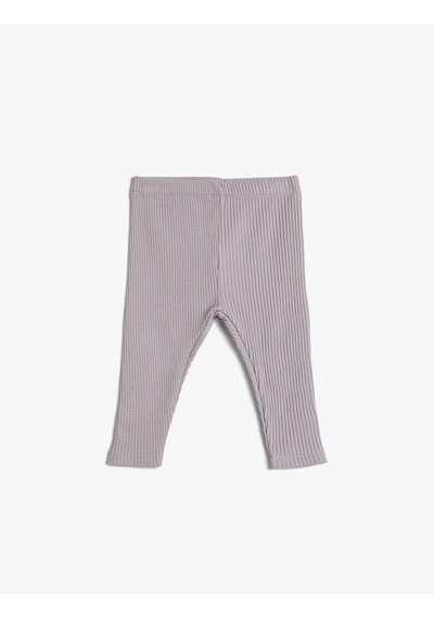 Koton Basic Tayt Fitilli Beli Lastikli Pamuklu Lila 4wmg40078ak