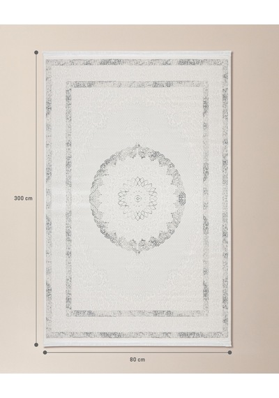 Madame Coco Mons Halı - Beyaz/gri - 80x300 Cm 8684427190326 Beyaz