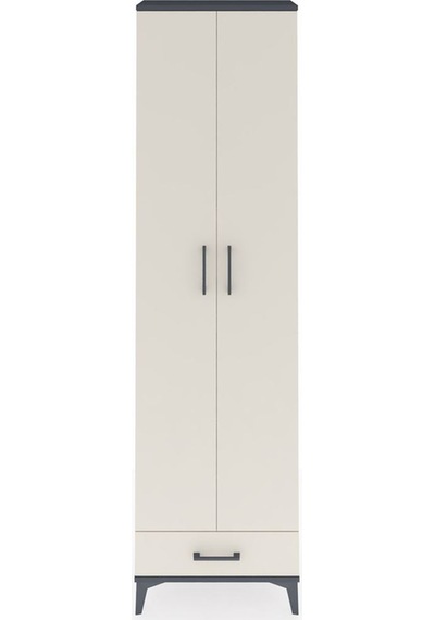 Arges Dolap 5 Raflı Tek Çekmeceli 2 Kapaklı 60x30x221 Antrasi... Antrasit