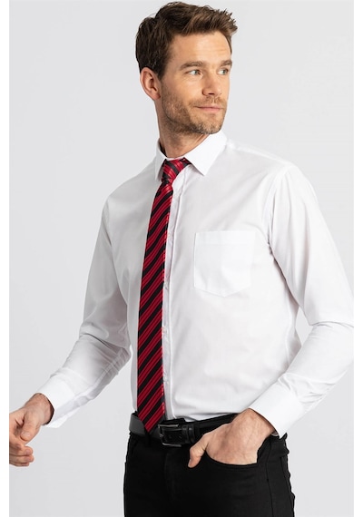 Tudors Klasik Fit Rahat Kesim Cotton Efekt Poplin Erkek Gömlek-22864 Beyaz