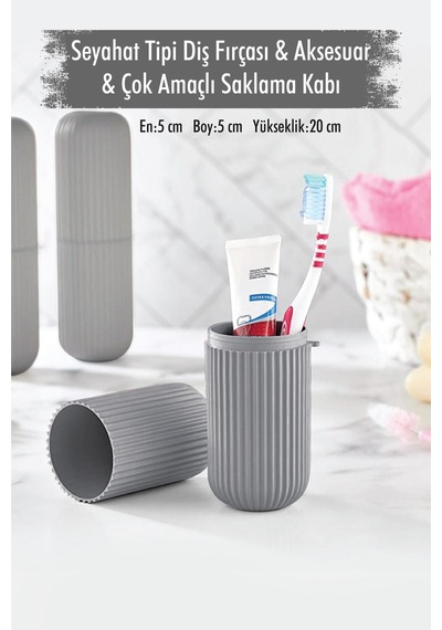Gri Seyahat Tipi Diş Fırçası & Aksesuar Kutusu & Çok Amaçlı Saklama Kabı Akrilik Çok Renkli Tr Diğer