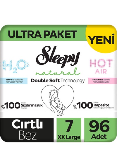 Sleepy 7 Beden Double Soft Natural Bebek Bezi Ultra Paket 48x2 96 Adet 7 Numara
