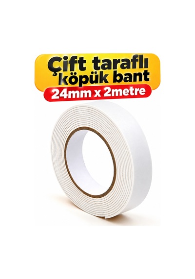 Güçlü Çift Taraflı Köpük Bant 24mm X 2 Metre Montaj Bandı Yapışkanlı Bant