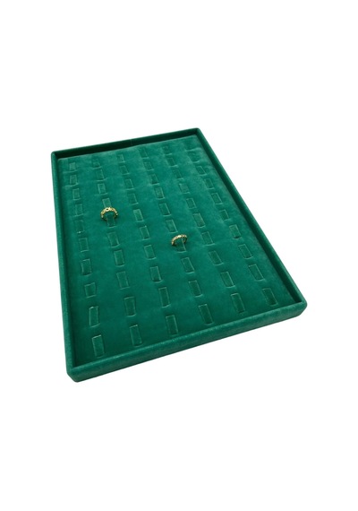 Yerli Üretim Süet Kumaş Yeşil 34/24 Cm Dikine Tırnaklı Çekmece Içi Yüzük Tablası Çok Renkli