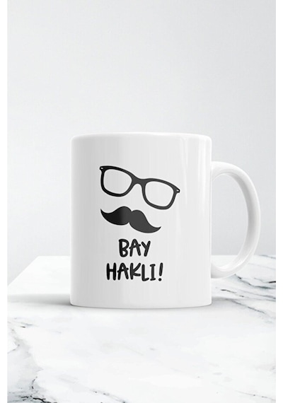 Bay Haklı Kupa Bardak Beyaz
