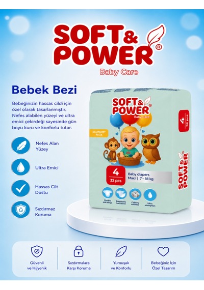 Bebek Bezi No:4 Maxi 7-18 Kg 32'li 10 Paket 4 Numara